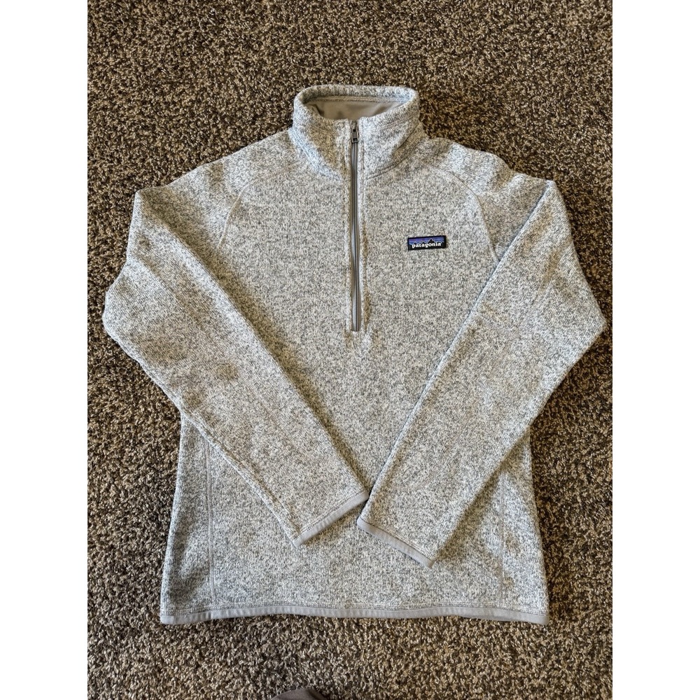 Patagonia Better Sweater 1/4 Zip Fleece Pullover Jacket Women M Birch WhiteGray